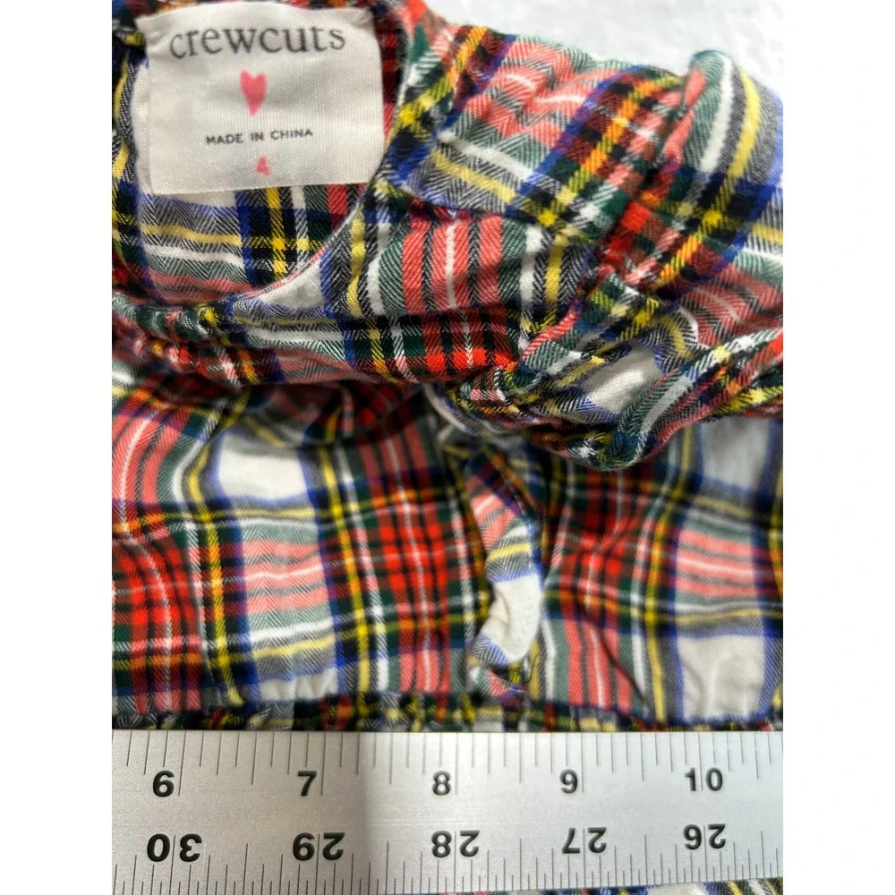 Crewcuts J.Crew Girls Red Plaid Ruffle Dress Size 4 Holiday Tartan Long Sleeve
